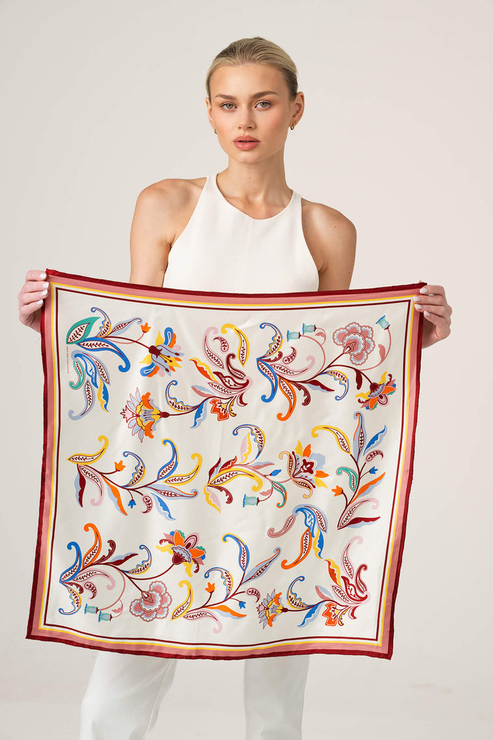 Terra Paisley Double Sided Silk Scarf