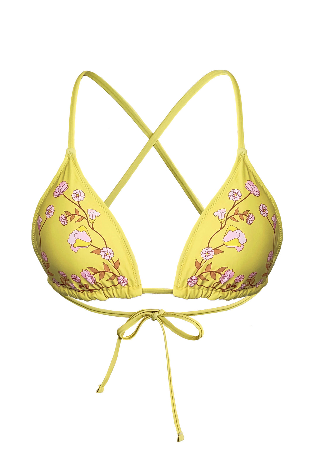 Yellow Garden Reversible Triangle Bikini Top
