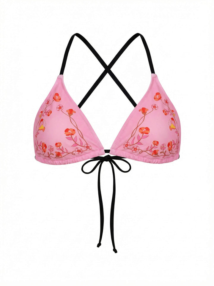 Wild Rose Reversible Triangle Bikini Top