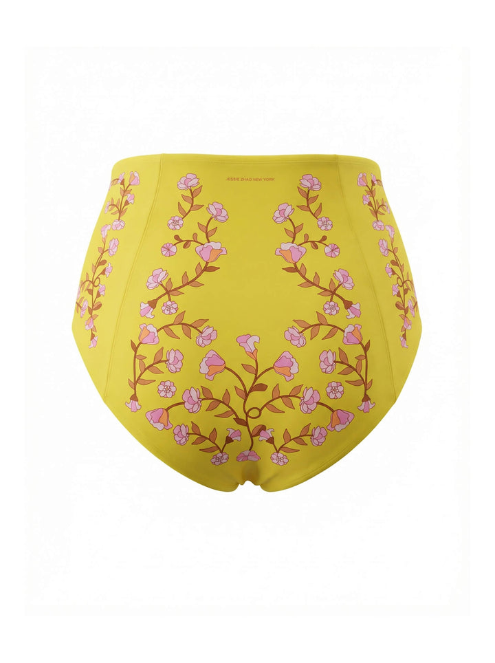 Yellow Bloom High Waisted Bikini Bottom
