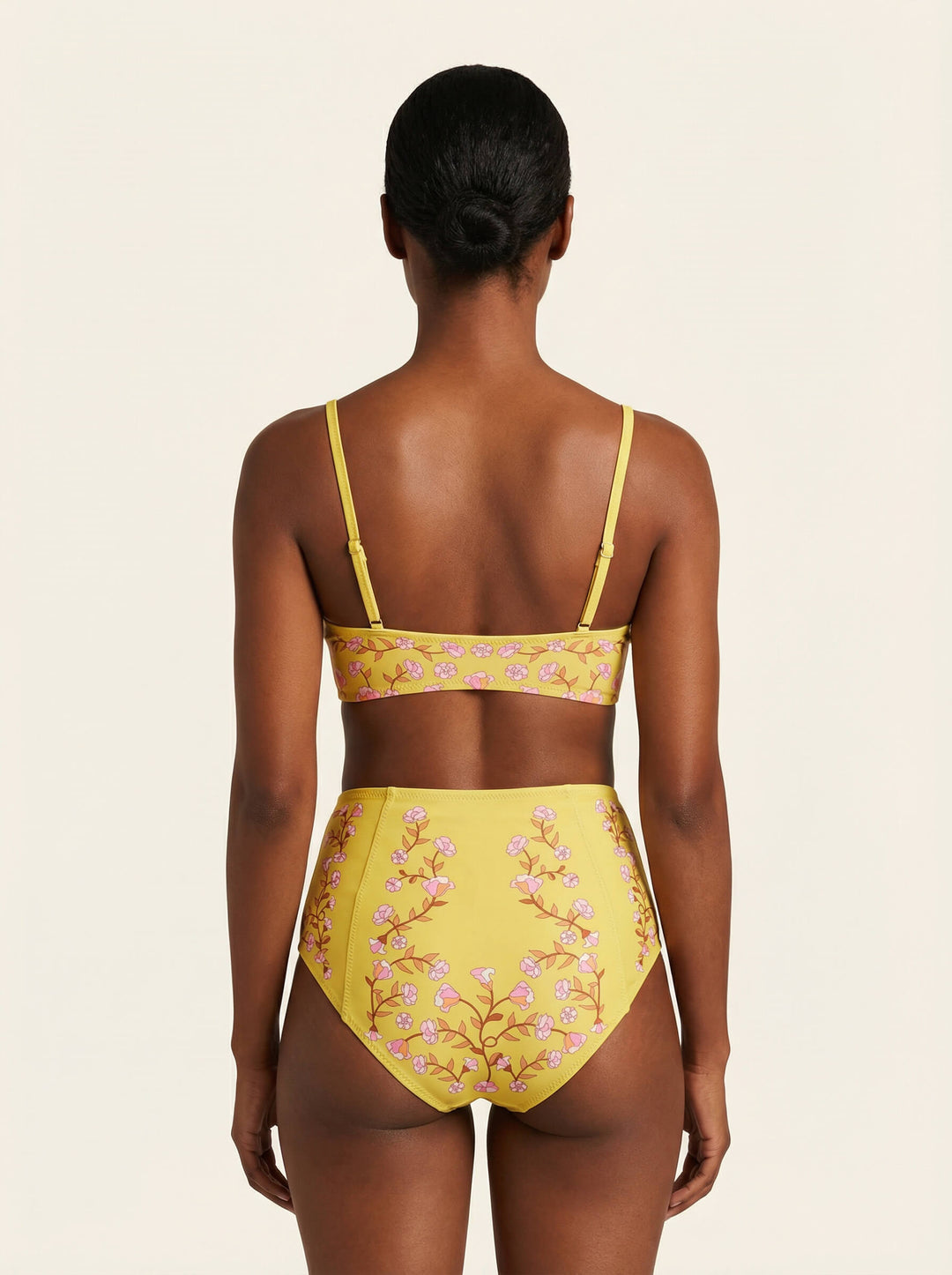 Yellow Bloom High Waisted Bikini Bottom