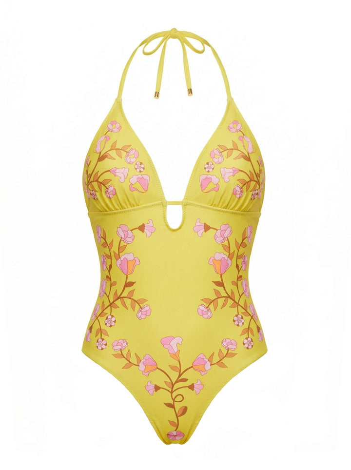Yellow Bloom Reversible One Piece Swimsuit