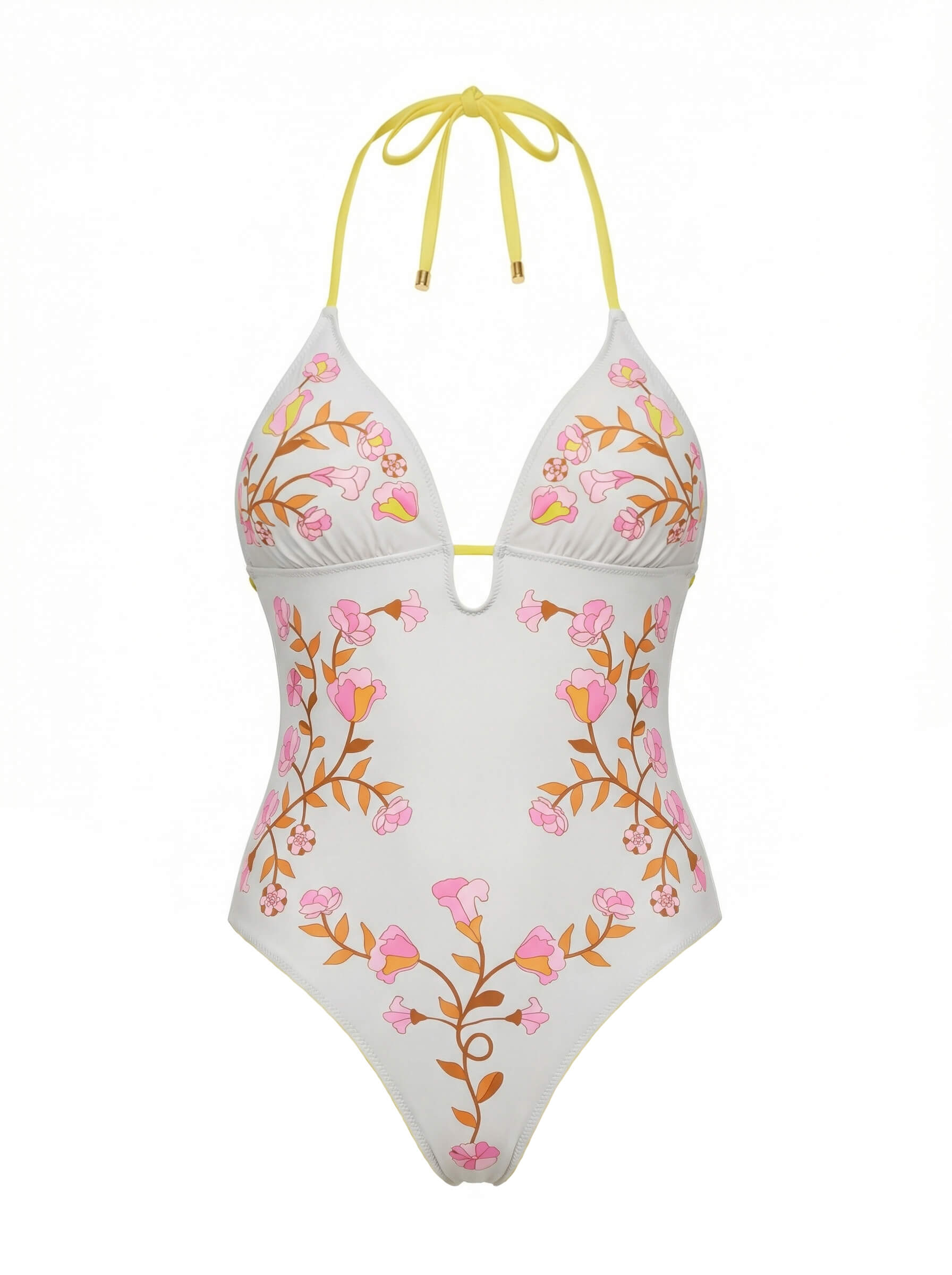 Balloon flower jacquard one-piece レモン Yellow Bloom Reversible One Piece Swimsuit