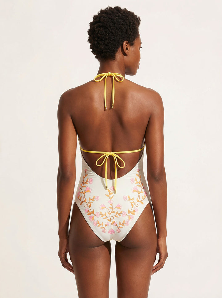 Yellow Bloom Reversible One Piece Swimsuit