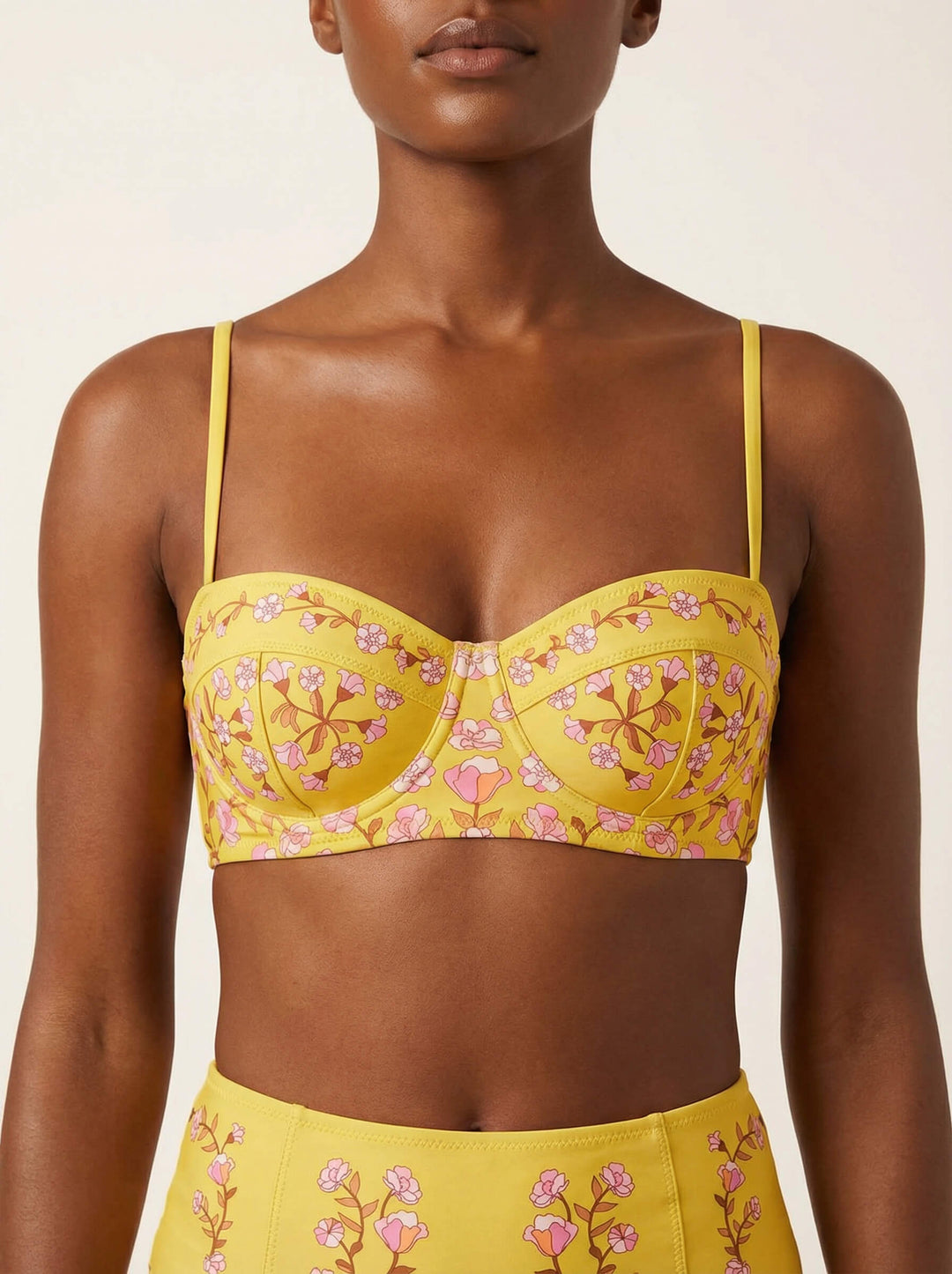 Yellow Bloom Underwire Bikini Top