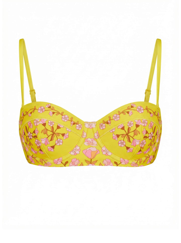 Yellow Bloom Underwire Bikini Top