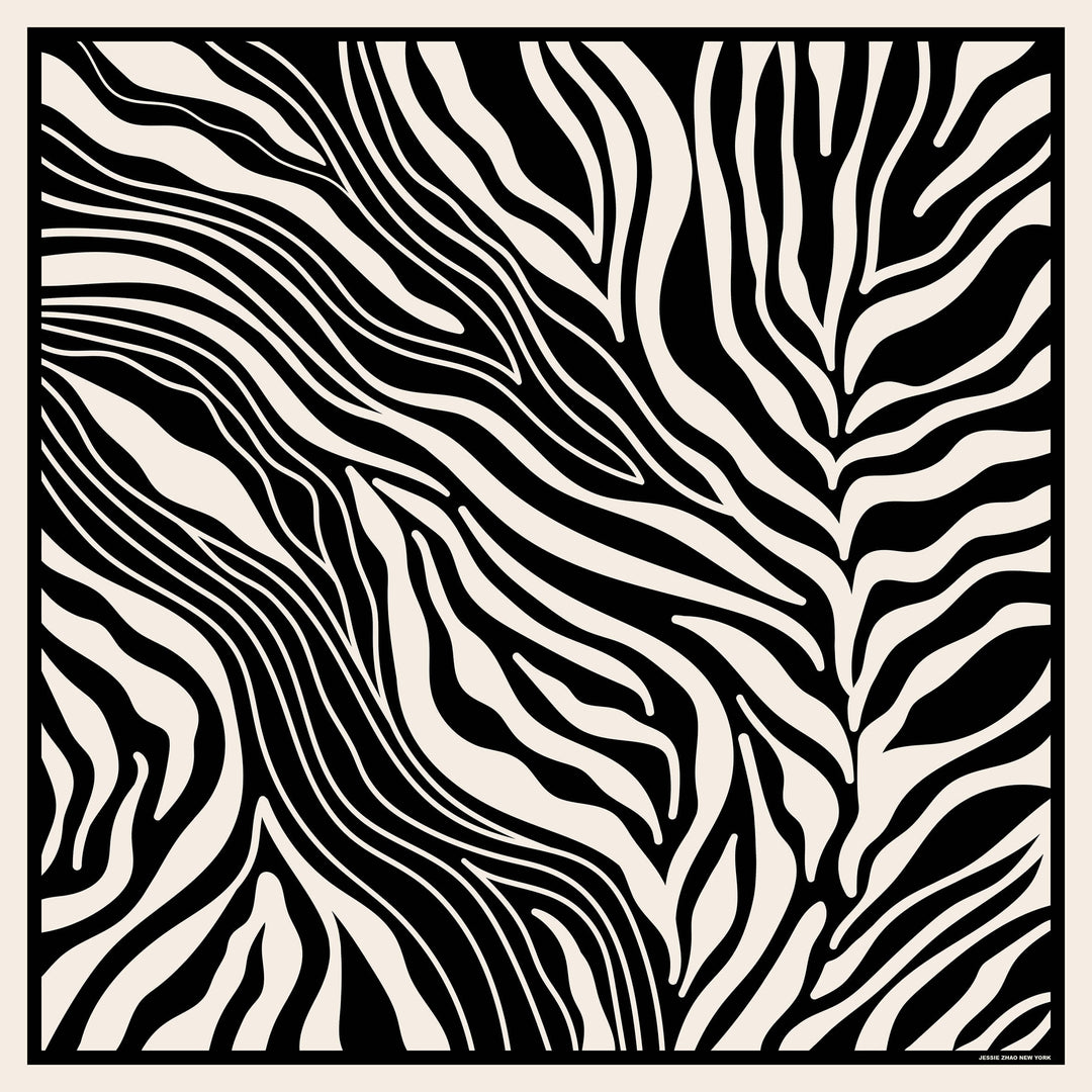 Zebra Wave Double Sided Silk Scarf