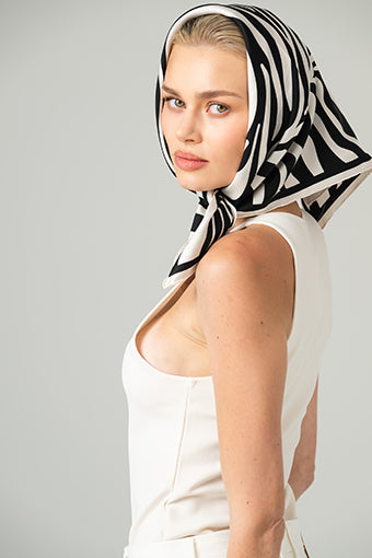 Zebra Wave Double Sided Silk Scarf