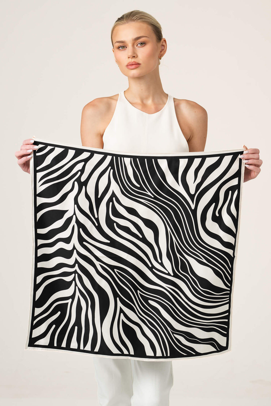 Zebra Wave Double Sided Silk Scarf