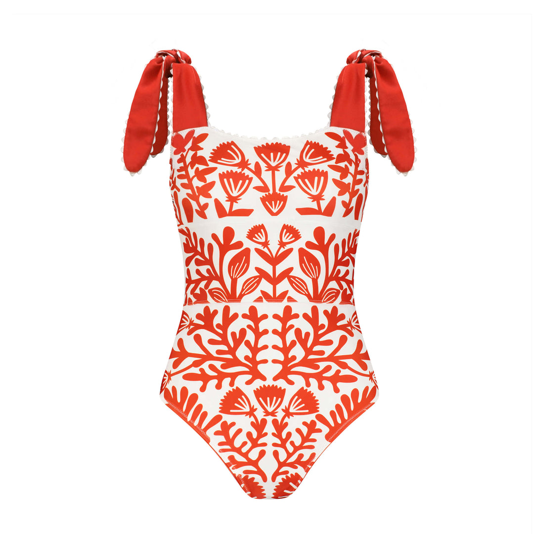 Red Coral Reversible One-Piece Swimsuit