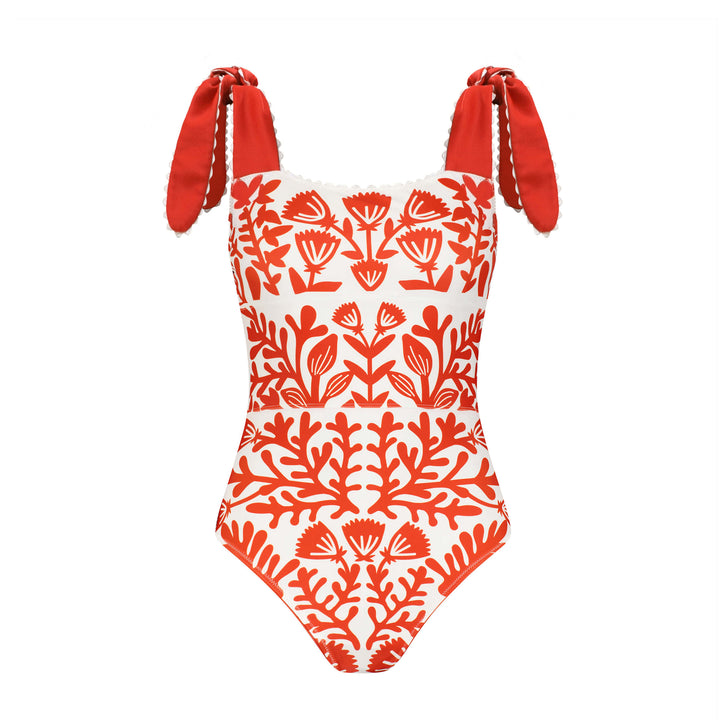 Red Coral Reversible One-Piece Swimsuit