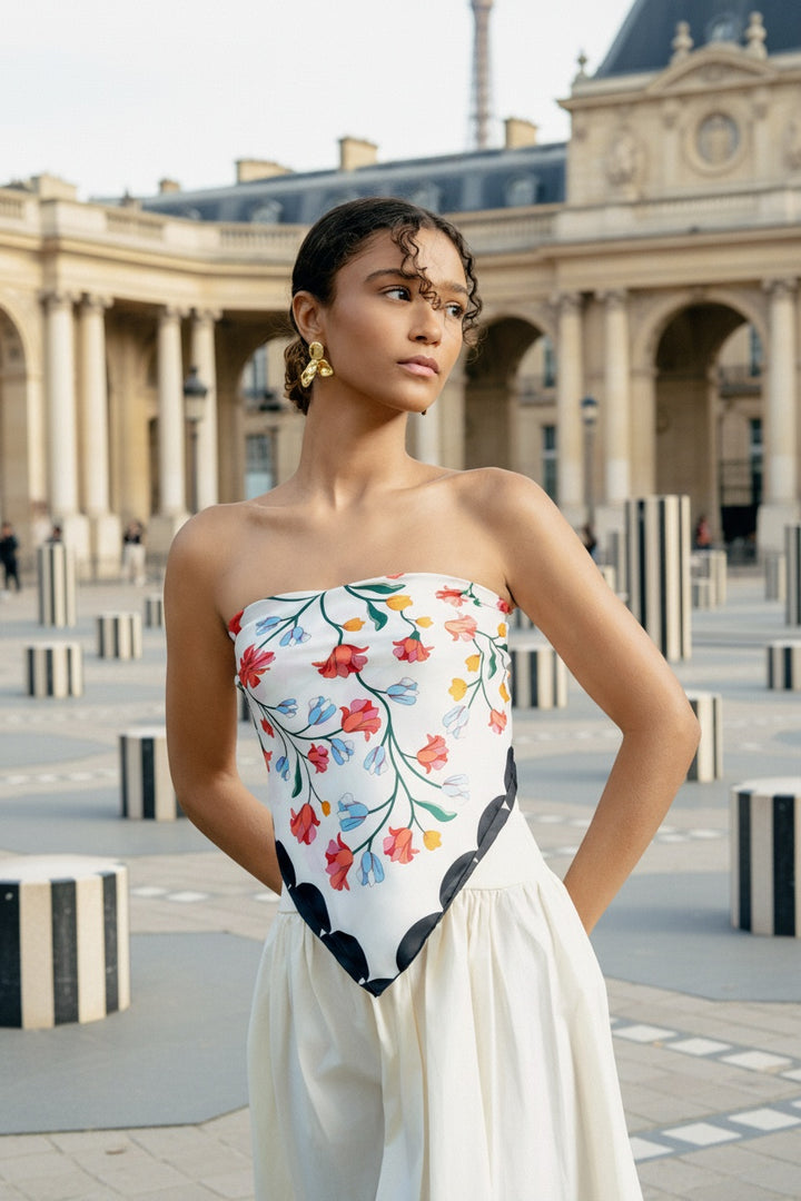 Double Sided Silk Scarf Floral Echo