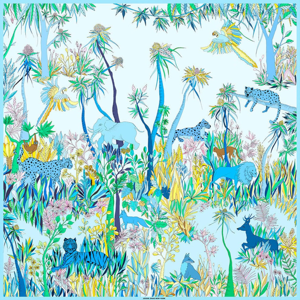 Double Sided Silk Scarf Animal Kingdom