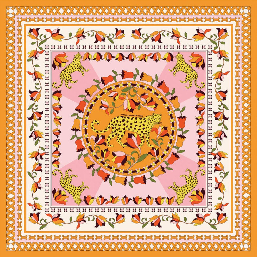 Double Sided Silk Scarf Tropical Love