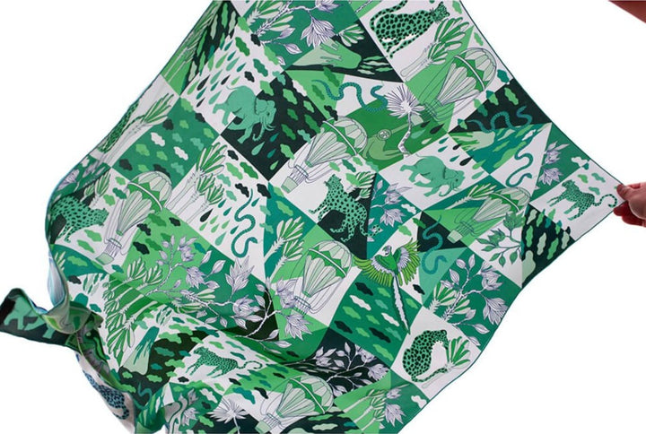 Double Sided Silk Scarf Of Rainforest Imagination