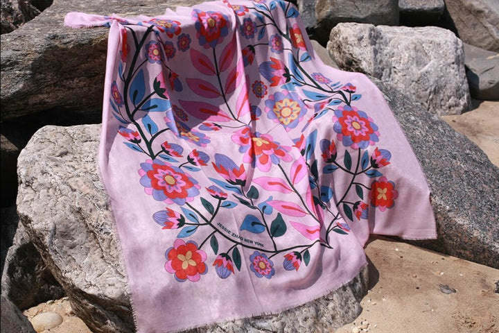 Wool Shawl Of Pink Garden