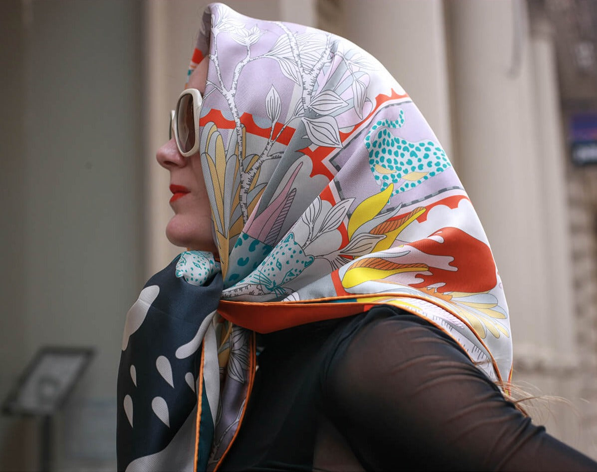 Double Sided Silk Scarf Of World Travel Double Sided Silk Scarf Of World Travel