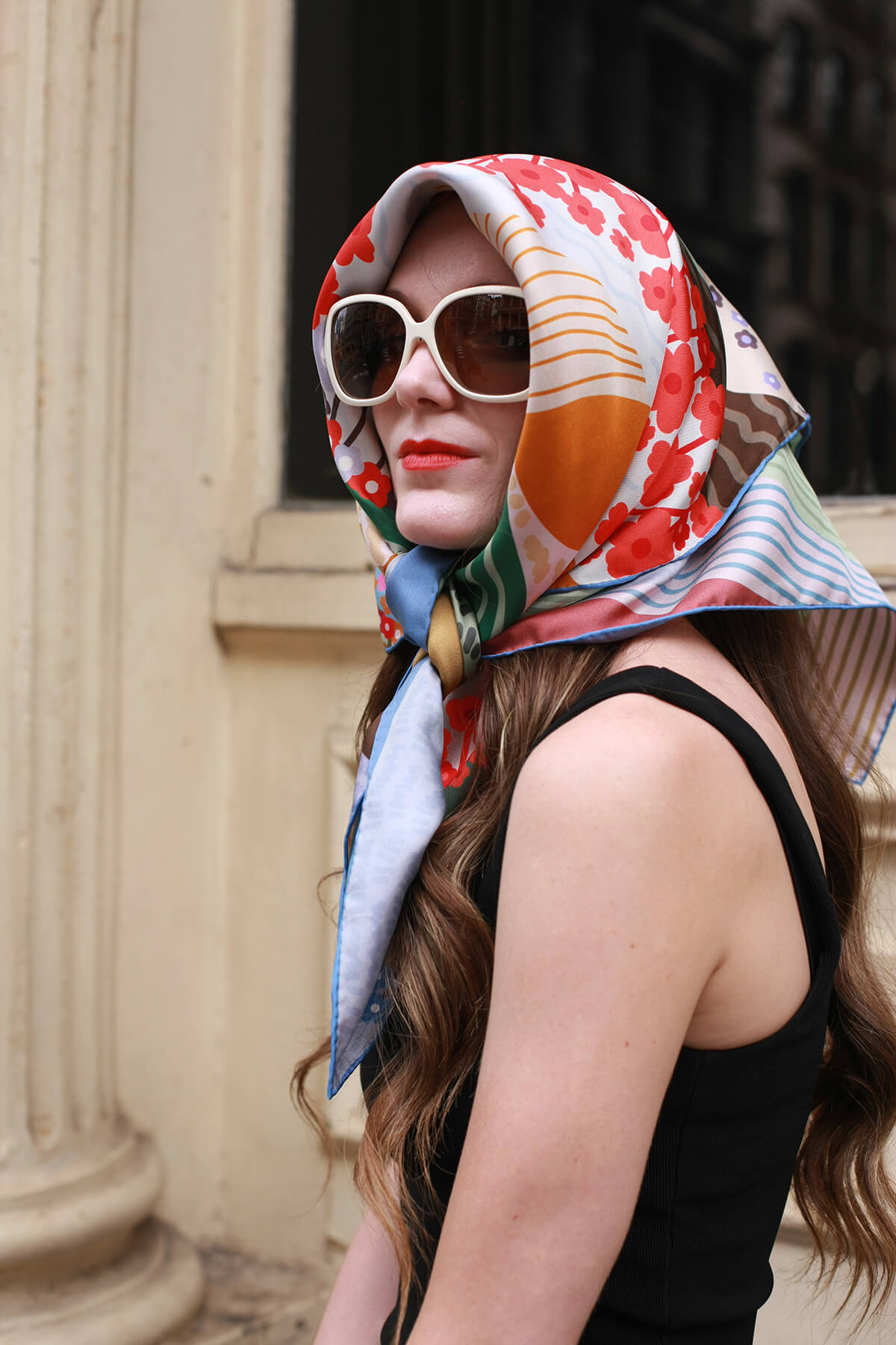 Double Sided Silk Scarf Of Floral Mountain