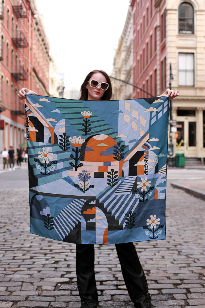 Double Sided Silk Scarf Of Imagination