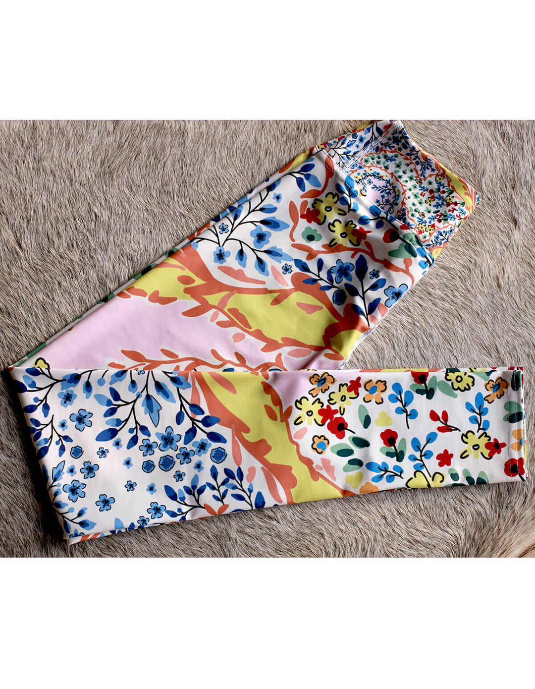 High Waist Yoga Leggings In Yellow Flower Garden