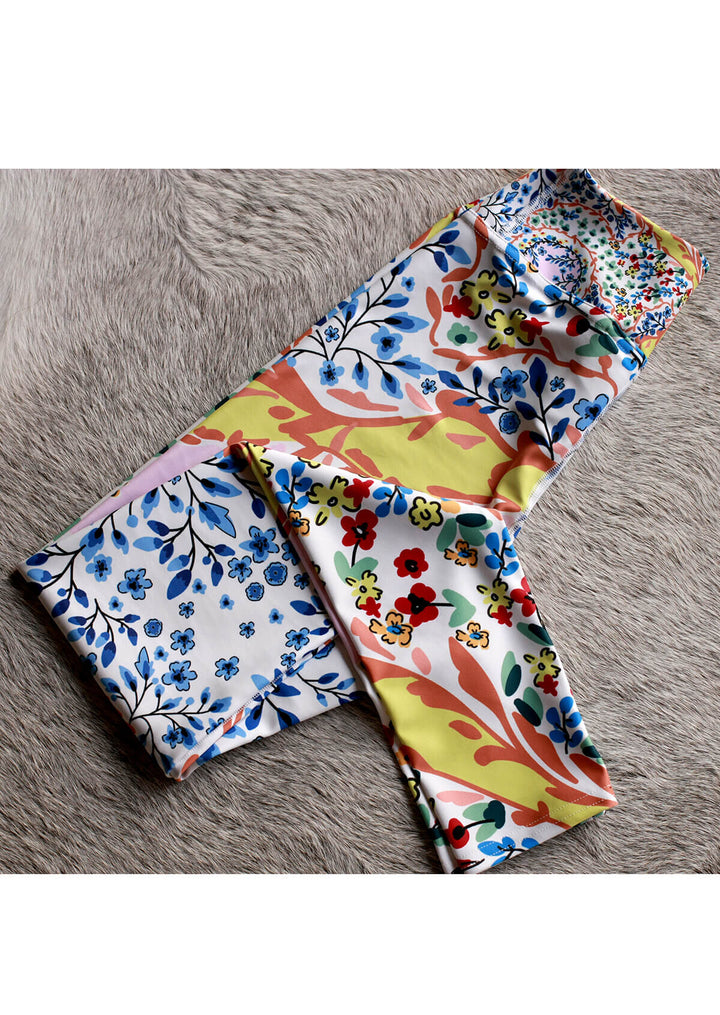 High Waist Yoga Leggings In Yellow Flower Garden