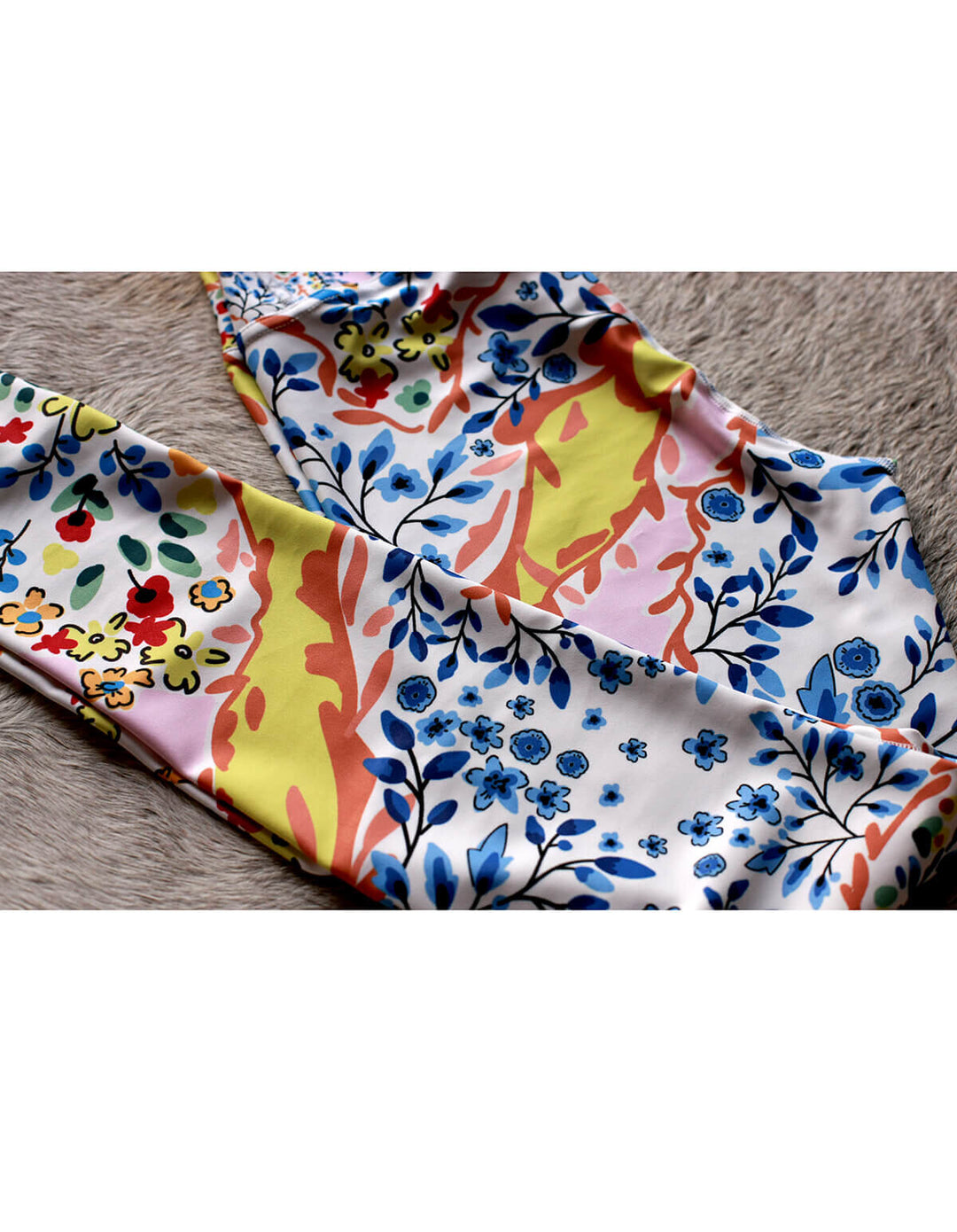 High Waist Yoga Leggings In Yellow Flower Garden