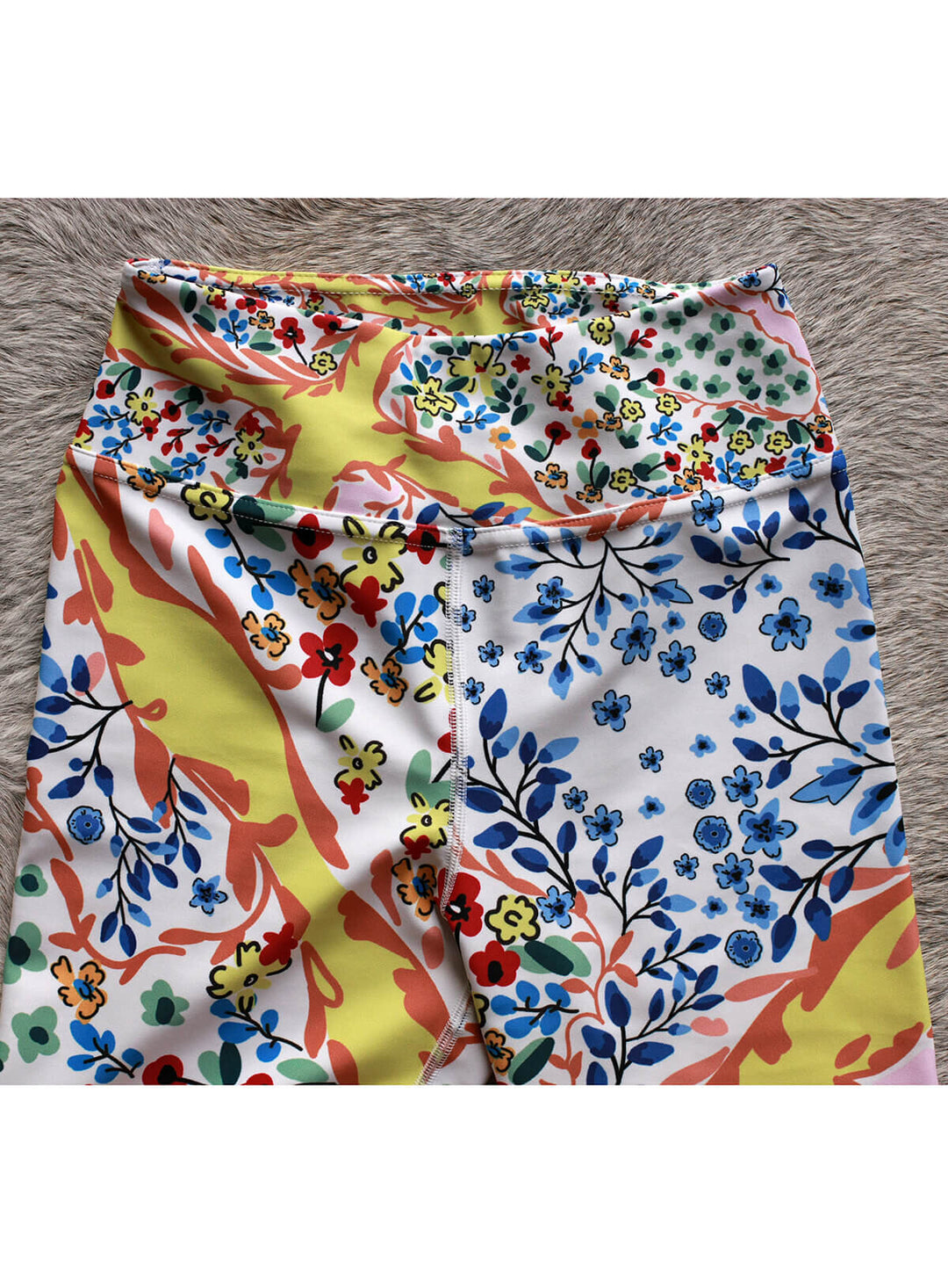 High Waist Yoga Leggings In Yellow Flower Garden