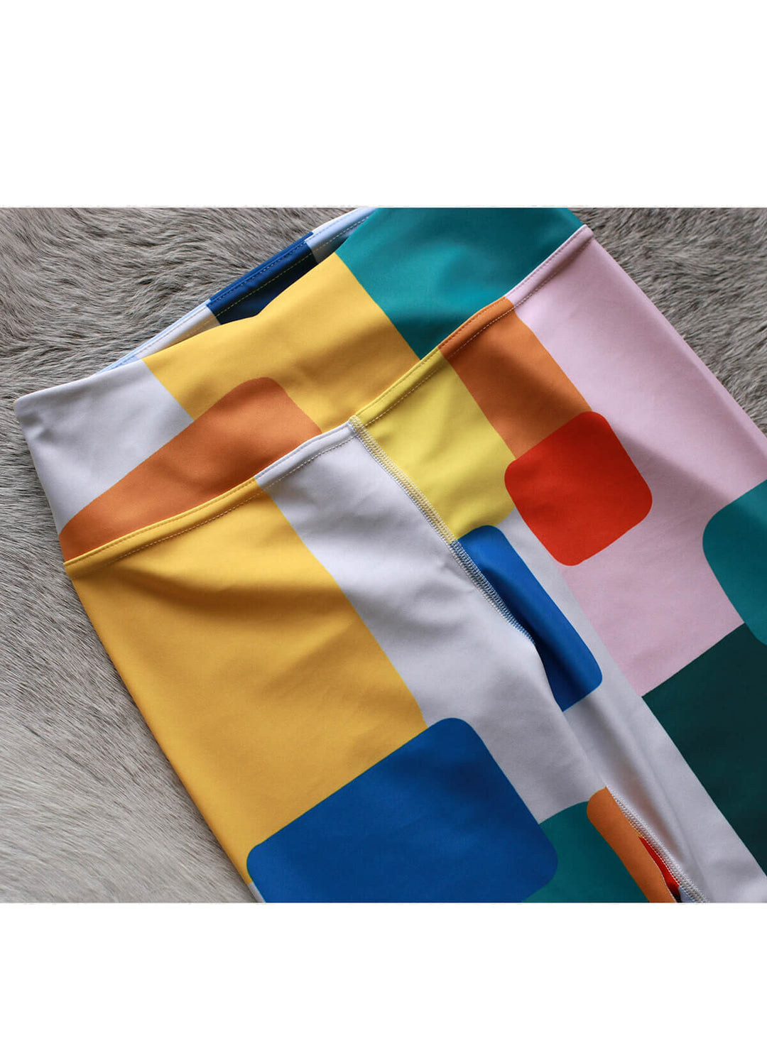 High Waist Yoga Leggings In Colorful Square