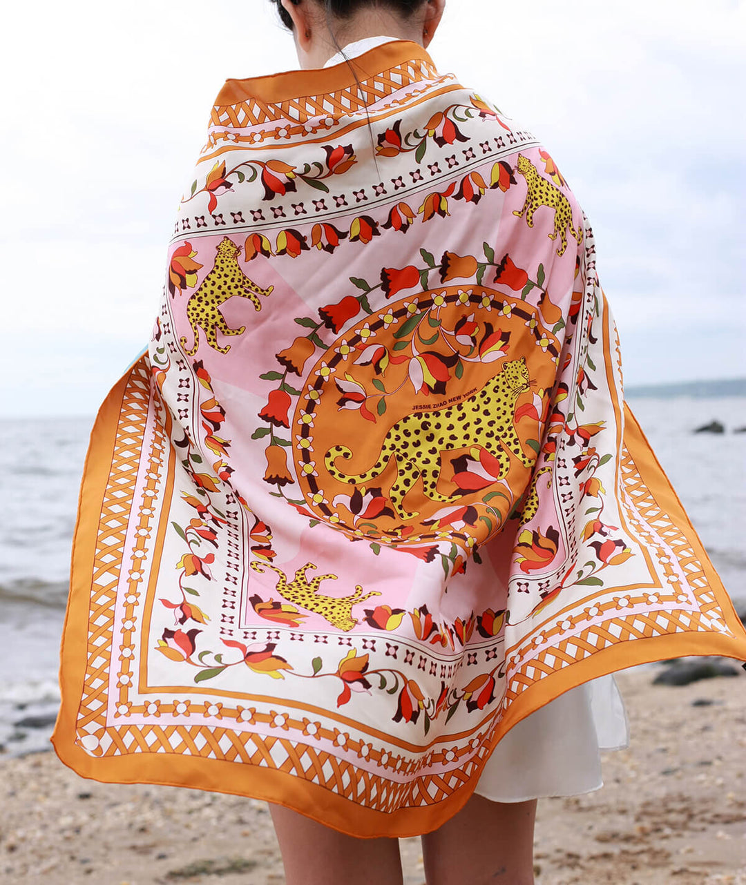 Double Sided Silk Scarf of Tropical Love