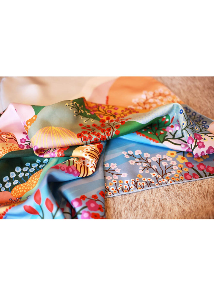 Double Sided Silk Scarf of Flower Mountain