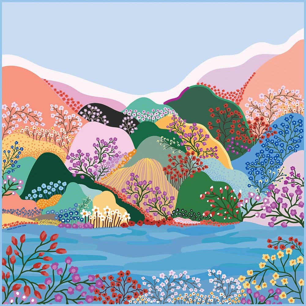 Double Sided Silk Scarf Blossoming Valley