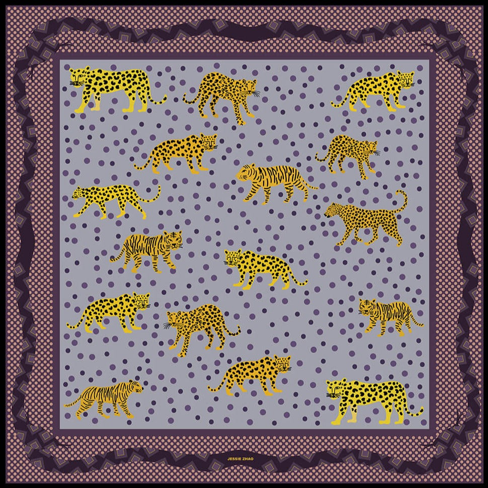 Silk Bandana with Yellow Leopards