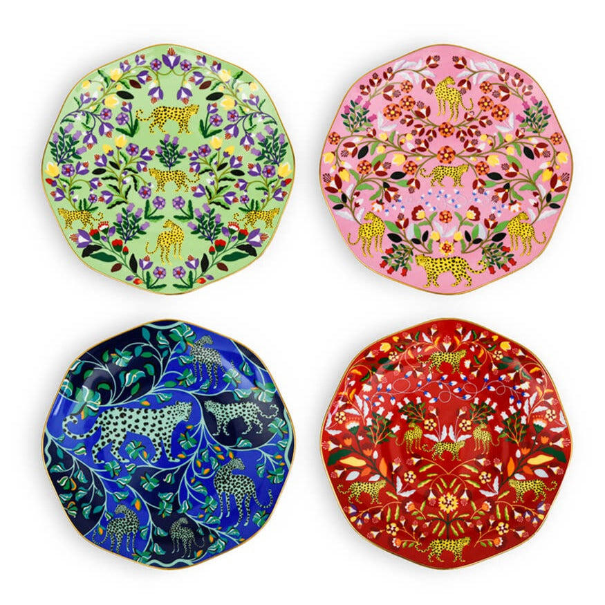 Leopards Forest Bone China Salad Plates Set Four