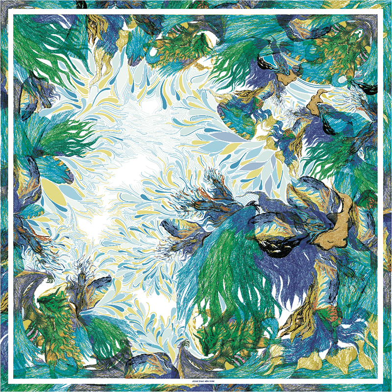 Silk Scarf Summer Forest Imagination