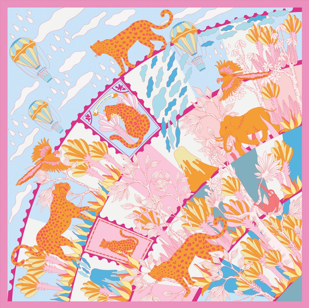 Double Sided Silk Scarf of Around The World