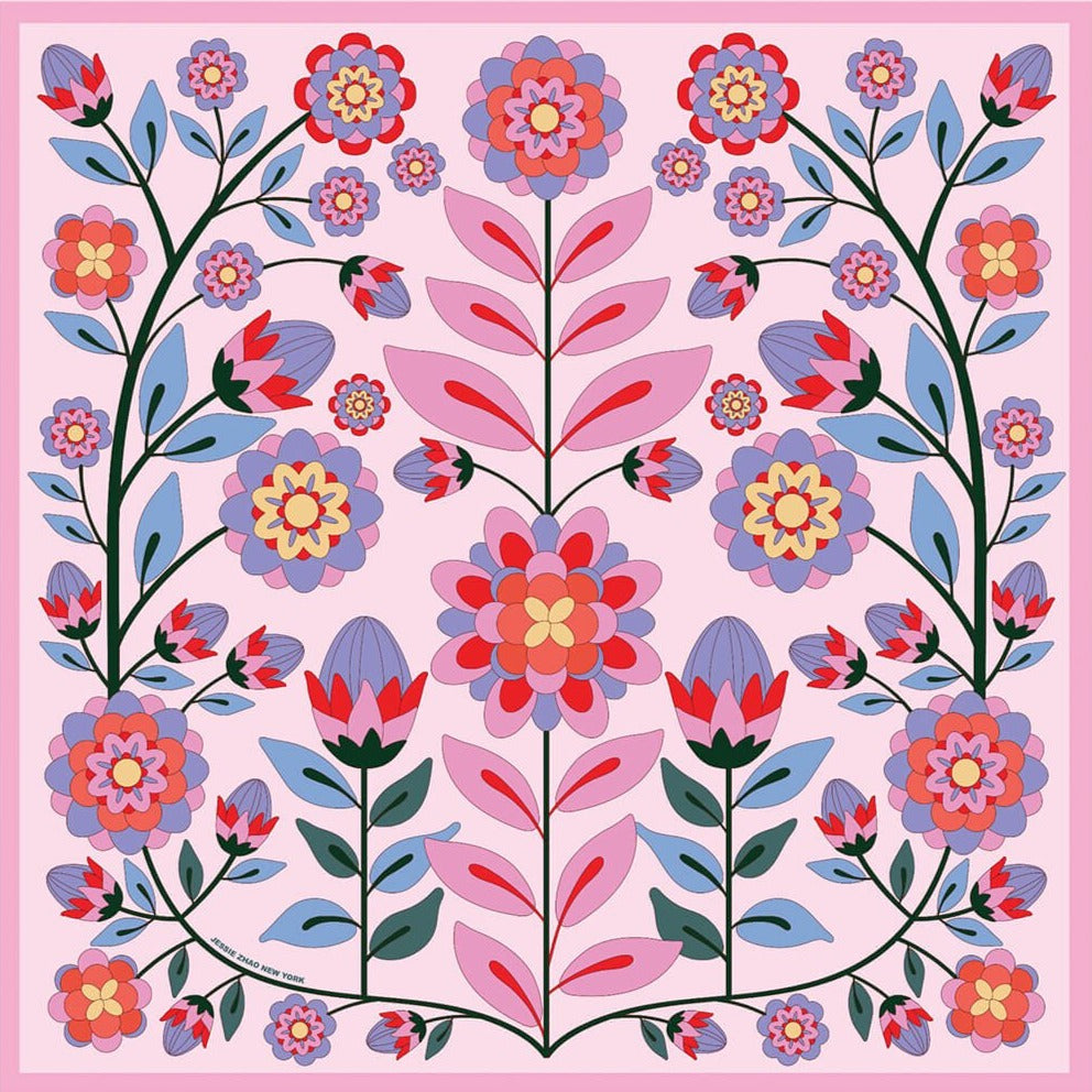 Double Sided Silk Scarf Garden