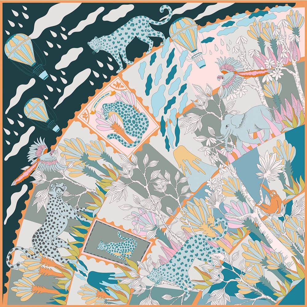Double Sided Silk Scarf World Travel