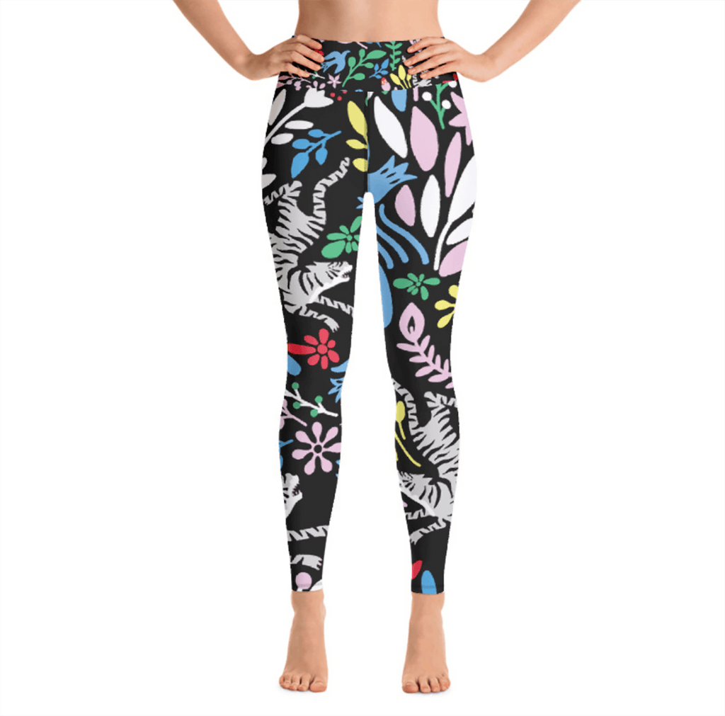 High Waist Yoga Leggings Night Flowers