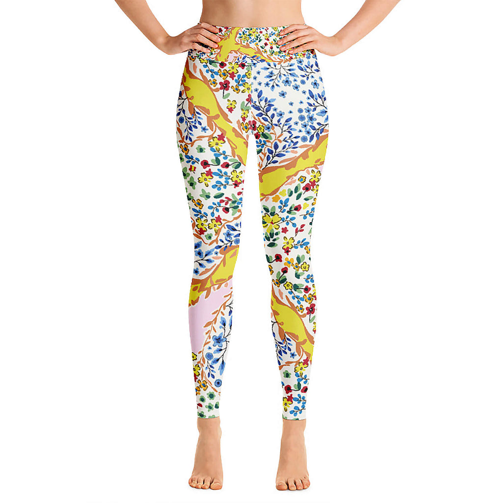 High Waist Yoga Leggings Flower Garden