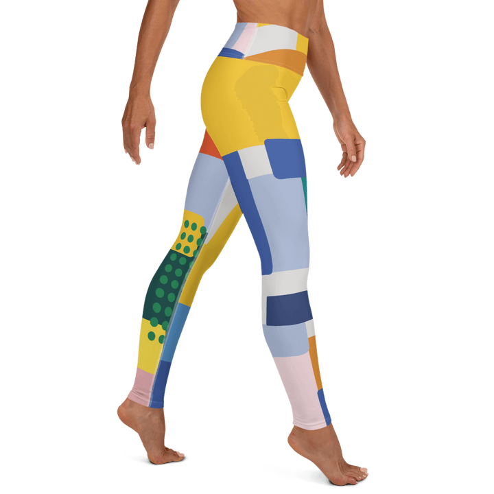 High Waist Yoga Leggings In Colorful Square