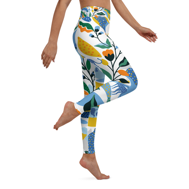 High Waist Yoga Leggings With Leopards In Blue
